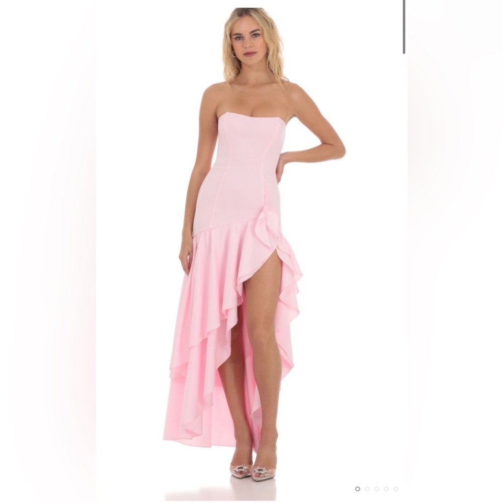 Strapless Corset Maxi Dress in Pink